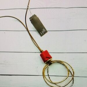 NEW NWT J. Jill Natural Red Coral Gold Circle Adjustable Cord Necklace $39 Tag